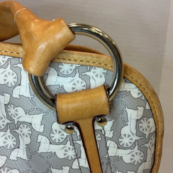 Celine Tan and Gray Shoulder Bag Leather Straps EUC Rare